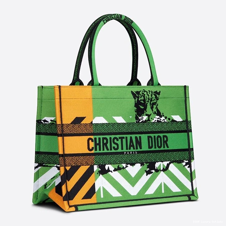 Cheap Canvas Pop Dior Tote D-Jungle Book Orange Green Motif 0801 Luxury